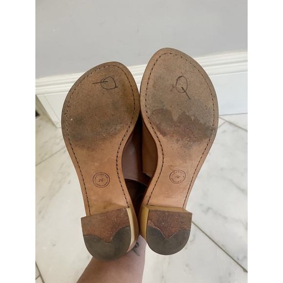 Leifsdottir Anthropologie Brown Leather Low Block Heel Sandals Size Euro 36 US 6 - Picture 6 of 7